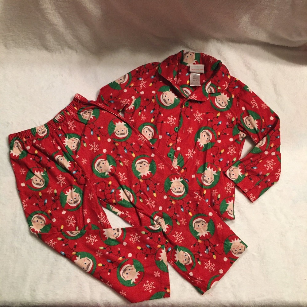 The Elf on the Shelf Pajama Set Kids Size 4T Red Excellent Christmas Holiday PJ
